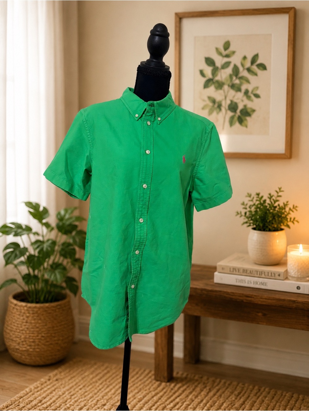 Ralph Lauren Kelly Green Short-Sleeve Button-Down Shirt
